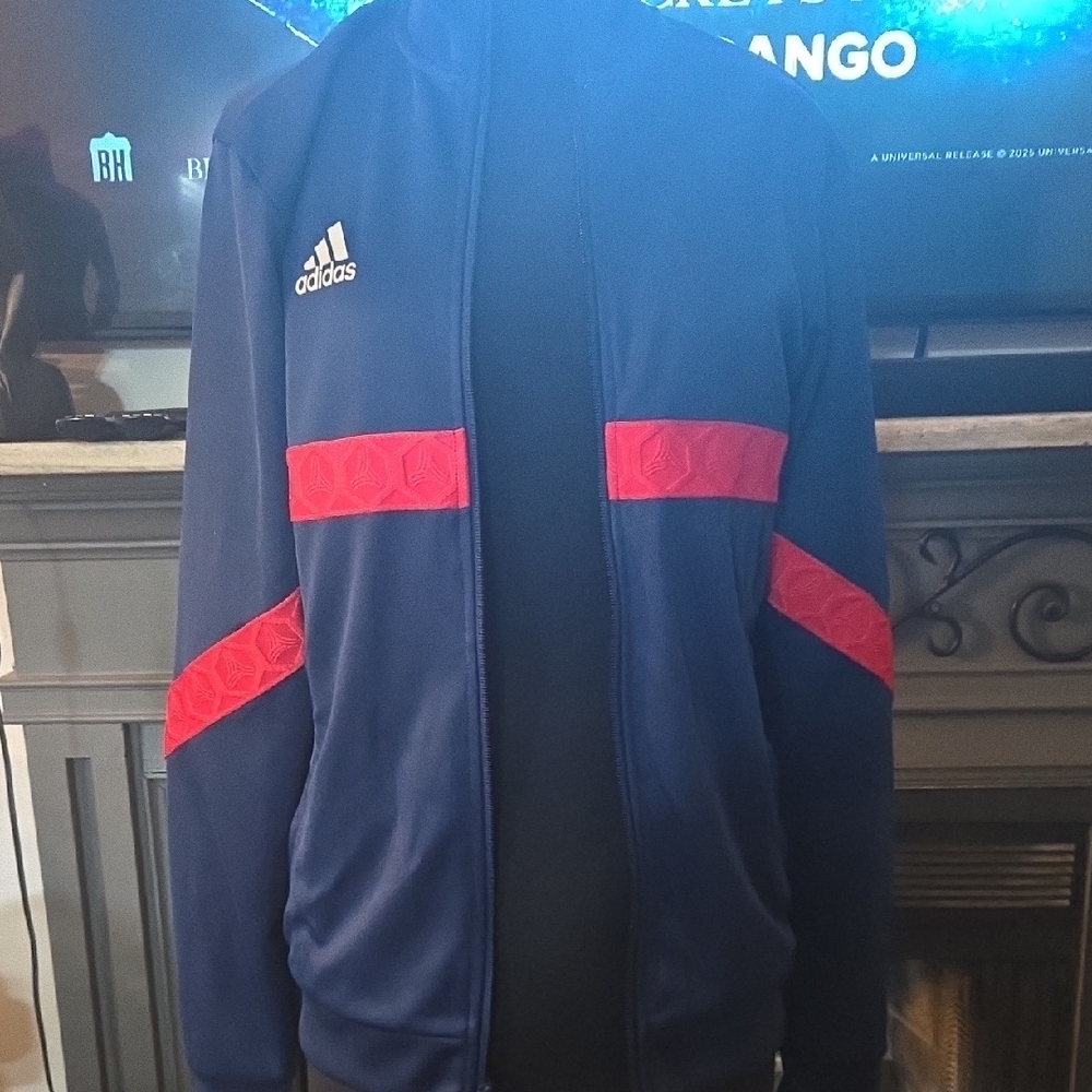 Adidas Men's Navy and Red Bomber Jacket